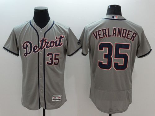 Tigers #35 Justin Verlander Grey Flexbase Authentic Collection Stitched MLB Jersey - Click Image to Close